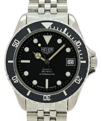 Heuer 37mm (Pre-Tag) 980.033 Professional 1000 Series Black Jubilee 195AL Watch!