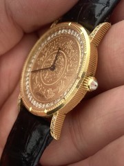 CORUM 35mm $5 Coin 1882 18k Gold Saudi Arabic writing with Diamonds Quartz