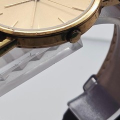 Seiko 2C21-0120 Quartz Slim Dress Watch Gold Dial Replacement Band Japan