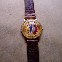 Corum 18K Watch 5 Dollars Indian Head Coin 1915. Brown Leather Strap, Case 31mm