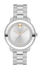 Brand New Movado Bold Verso Women’s Silver With Rose Gold Accents Watch 3600869