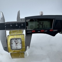 Osirock Watch Mother of Pearl Dial Yellow Reptile Hinged Cuff – Has New Battery