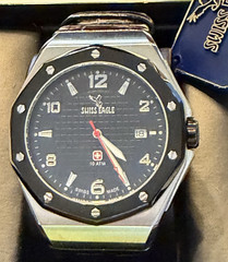 SWISS EAGLE SWISS MADE MEN’S WATCH NEW M.6-4123 QUARTZ MOVEMENT NEW BATTERY