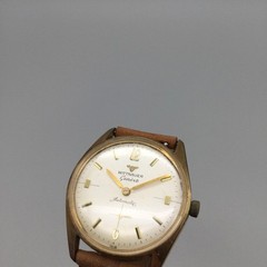 Vintage Wittnauer Genève Mens Watch 32mm 1960’s Brown Leather Band Automatic