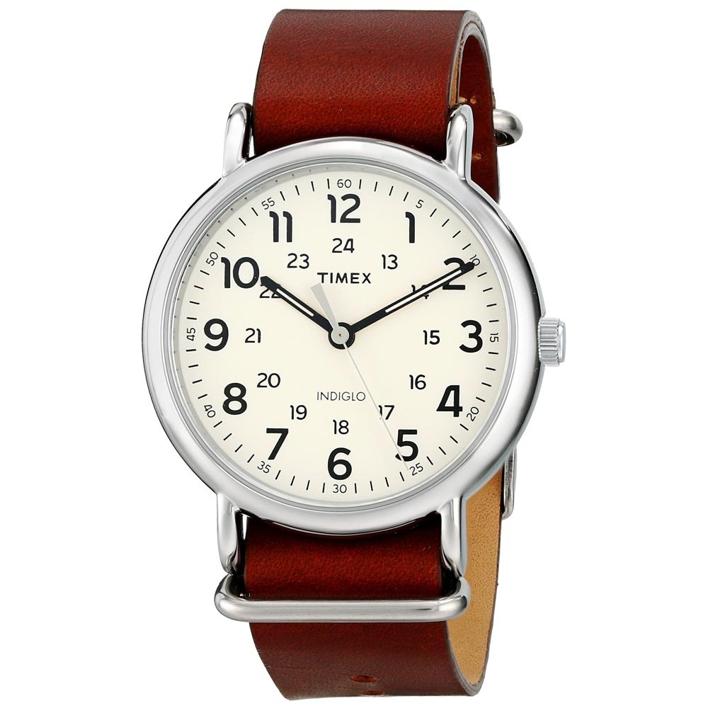 Timex Unisex Weekender 40 Cream Dial Brown Strap Watch T2P495