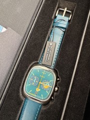 Limited edition Brew 8-bit Chronograph Stainless Steel Case Teal Leather Watch