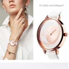 30 m Waterproof Round Moon Woman`s Stylish Wrist Two-Piece Strap Quartz Watch