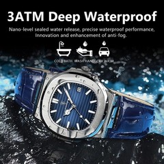 Poedagar Luxury Square Men Watch Date Waterproof Luminous Wristwatch