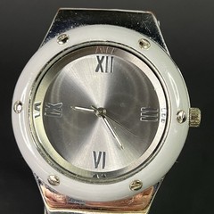 MSPCI Women’s Watch Silver Case Gray Resin Bezel With Screws Gray Rubber Strap