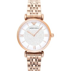 Emporio Armani Women’s Two-Hand Rose Gold Watch with Pavé Stones AR11244