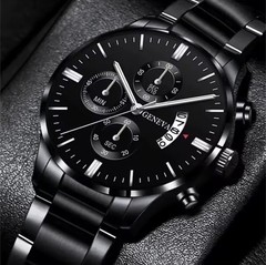Fashion Mens Watches Luxury Black Stainless Steel