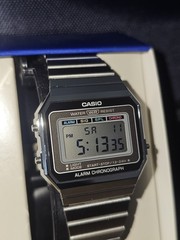 Casio A158 Digital Quartz Alarm Chronograph WR Silver Steel Bracelet w/ Box