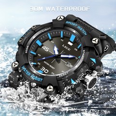 LIGE Men Watch Big Dial Quartz Analog Date Luminous Waterproof Sports Wristwatch