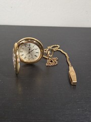Vintage Seiko Pocket Watch with chain Roman Numeric Dial Men Quartz Watch 41MM
