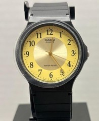 Casio MQ24-9B3 Gold Analog Watch Classic Sport Yellow Resin Band New NOS