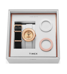 Timex Variety TWG020200 Ladies Rose Gold Watch Gift Set Extra Strap Bezels 34mm