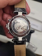Stauer 27 Jewels Analog Black Dial Silver Wristwatch Leather Strap New In Box