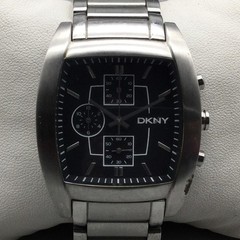 DKNY Mens Watch 38mm Black Dial Stainless Chronograph NY1234 New Battery 7.75″