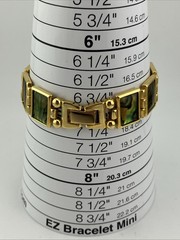 Vtg LA Express Ladies 21mm Watch Gold Tone Abalone Band MOP Dial 7″ – RUNS