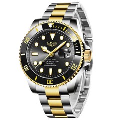 LIGE Men Watch Luxury Brand Steel Wristwatch Big Case Shockproof Boys Watches