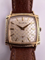 Mens Bulova 17j 1967 Yellow Textured Engineer Vintage M7 Antique Runs Deco