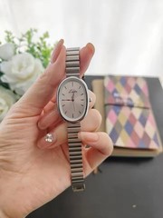 Silver Women’s Dainty Watch Vintage Style Stainless Steel Oval Case White Dial