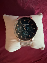 Geoffrey Beene Metalized Blue Bezel Diamond Accent Mesh Watch SR626SW NEW