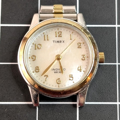 Timex Women’s Watch Mother Of Pearl Gold Silver Tone Stainless Steel Indiglo WR