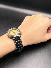 VTG Seiko SQ Sports 150 PVD Black/Gold 7N3692 women’s quartz wristwatch