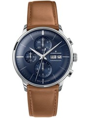 Junghans Meister Chronoscope 40.7mm Blue Dial Leather Band Watch 27/4526.03