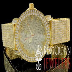 Men Yellow Gold Tone Full Khronos Dress Casual Custom 10 Row Band Wa