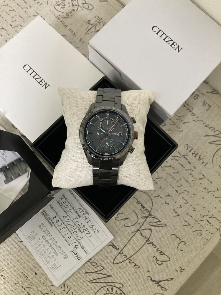 CITIZEN Attesa Black Titanium Men’s Radio Solar Full Link at8185 62e