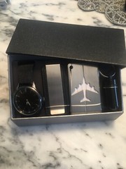 Fashion Men’s Watch Set•Money Clip•Luggage Tag•Pill Case W Key Ring BRAND NEW