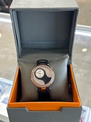 Women’s Burgi BUR155 Diamonds Mother Of Pearl Dial Crystal Bezel Leather Watch