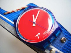 MY DEFENITION OF! Colorful Red & Blue Swatch with Buckle Clasp Band! NIB-RARE!