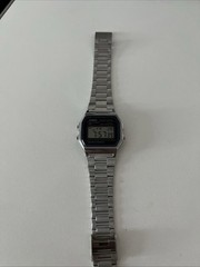 Casio A158W Digital Quartz Stainless Steel Bracelet Water Resistant Alarm Chrono
