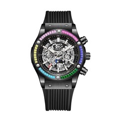 ONOLA Men’s Automatic Mechanical Skeleton Watch 45mm Sport Silicone Band