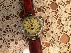 Stauer Graves ‘33 Watch Cream Dial Silver Case, Moon Phase, Auto, New Strap Incl