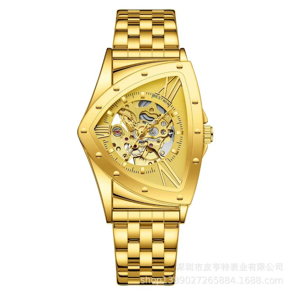 Men’s Triangular Skeleton Watch — Fully Automatic Mechanical, Water-Resi