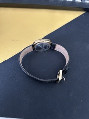 NOAH x TIMEX Oval Moon Phase Watch Black Leather Strap Gold Case