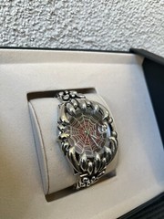 Alabaster Industries Red Silver Web Spider Stainless Steel Watch 40mm