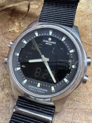 Vintage Junghans Mega Chronograph Radio Controlled Alarm Timer Watch Germany 44m