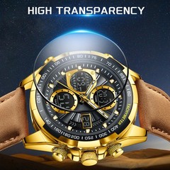 Men Quartz Watch LED Digital Luminous Waterproof Casual Business Male Wristwatch