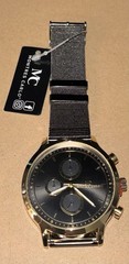 Montres Carlo Men’s Chronograph Black Dial Gold Case Mesh Band Wristwatch