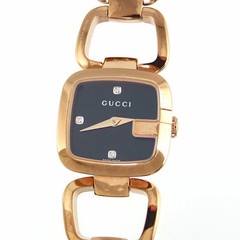 Gucci G Collection YA125512 Quartz Ladies Watch Black Dial SS Gold Plated
