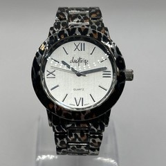 Daytrip Watch Women’s Cheetah Print Orange & Black Band Silver Dial NEW BATTERY