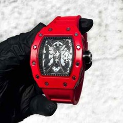 Men’s Luxury Watch Sports Red Silicone Band Waterproof Fashion Hip Hop Casual