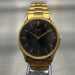 Citizen CQ Watch Men 24mm Black Dial Gold Tone Date Round 6110-S28146 New Batt