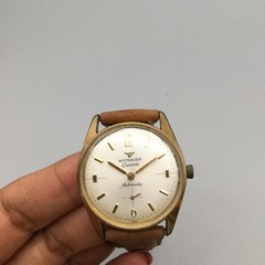 Vintage Wittnauer Genève Mens Watch 32mm 1960’s Brown Leather Band Automatic