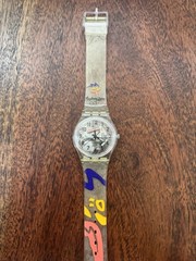 Swatch Sydney 2000 Clear Skeleton Dial Quartz Watch Plastic Strap 34mm 2000